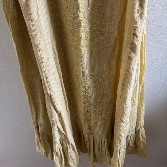 NWT Zara Long Embroidered Yellow Maxi Dress Size Medium - Picture 10 of 15